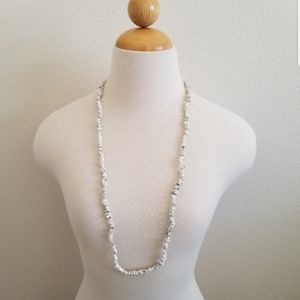 White Howlite Gemstone Chip Necklace